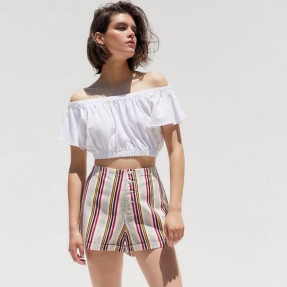 Urban Outfitters Womens Molly Striped Button Fly Shorts size 2